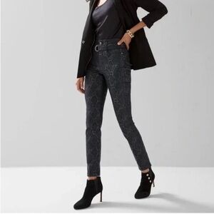 White House Black Market Black Snake-Print Ankle High Waisted Jeans Size 2
